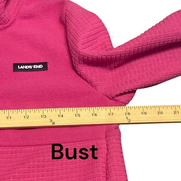 Lands' End Fleece Jacket. Front pockets, contrasting burgundy colored zipper. - Picture 6 of 9